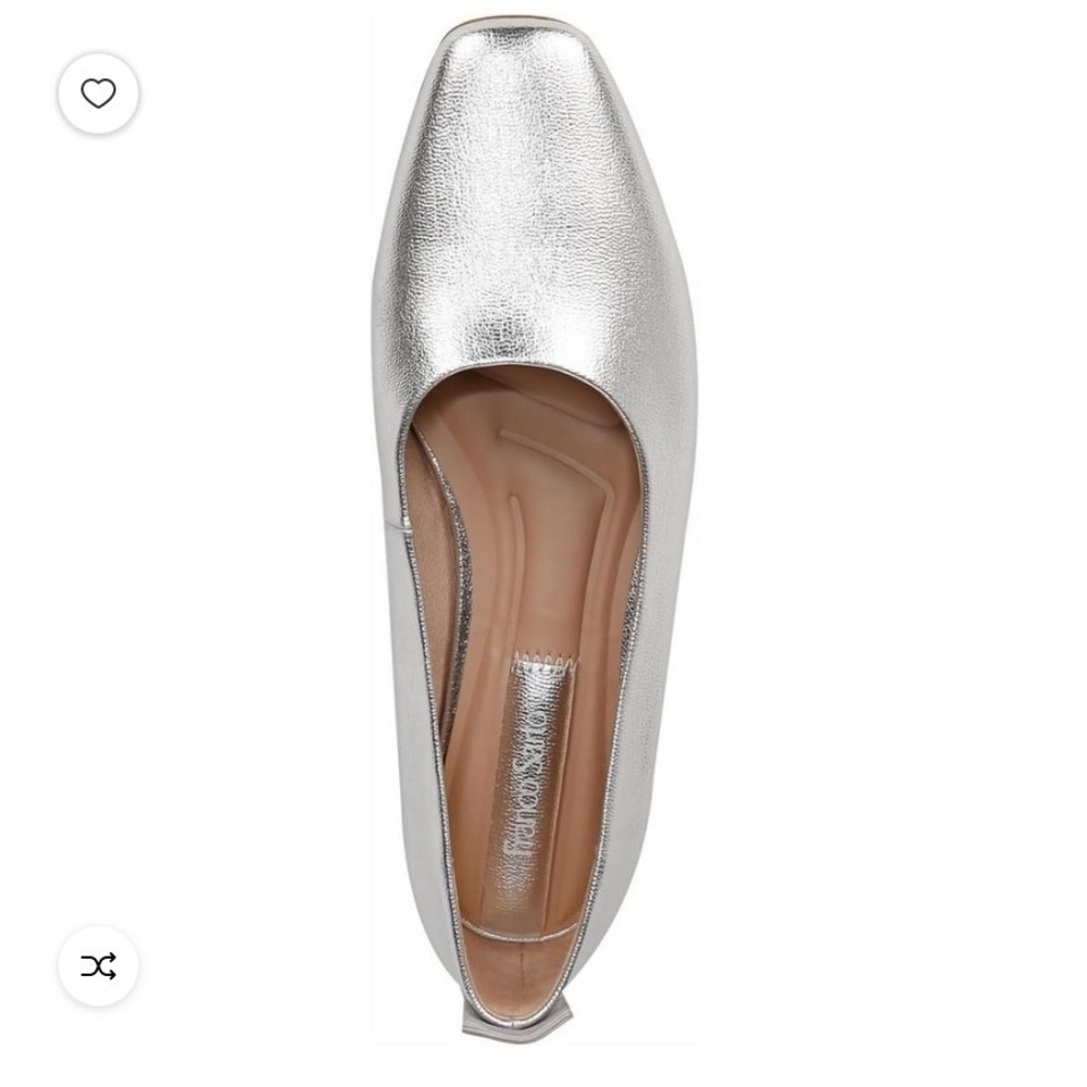 Franco Sarto Silver Metallic Square Toe Ballet Flats Womens Slip On Shoes